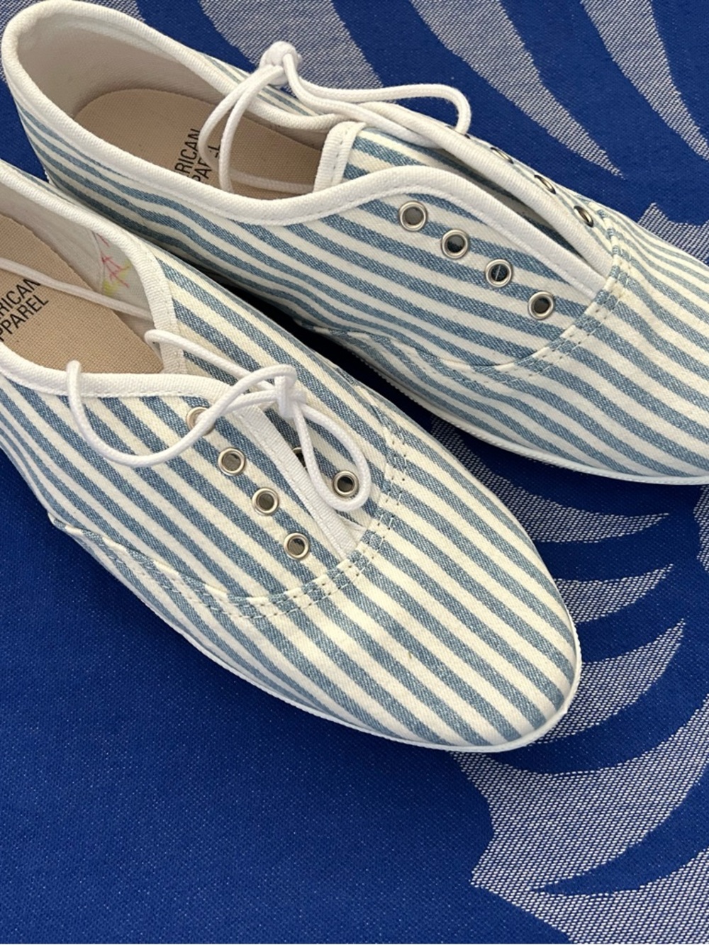 American Apparel Canvas Sneakers in Light Blue and White